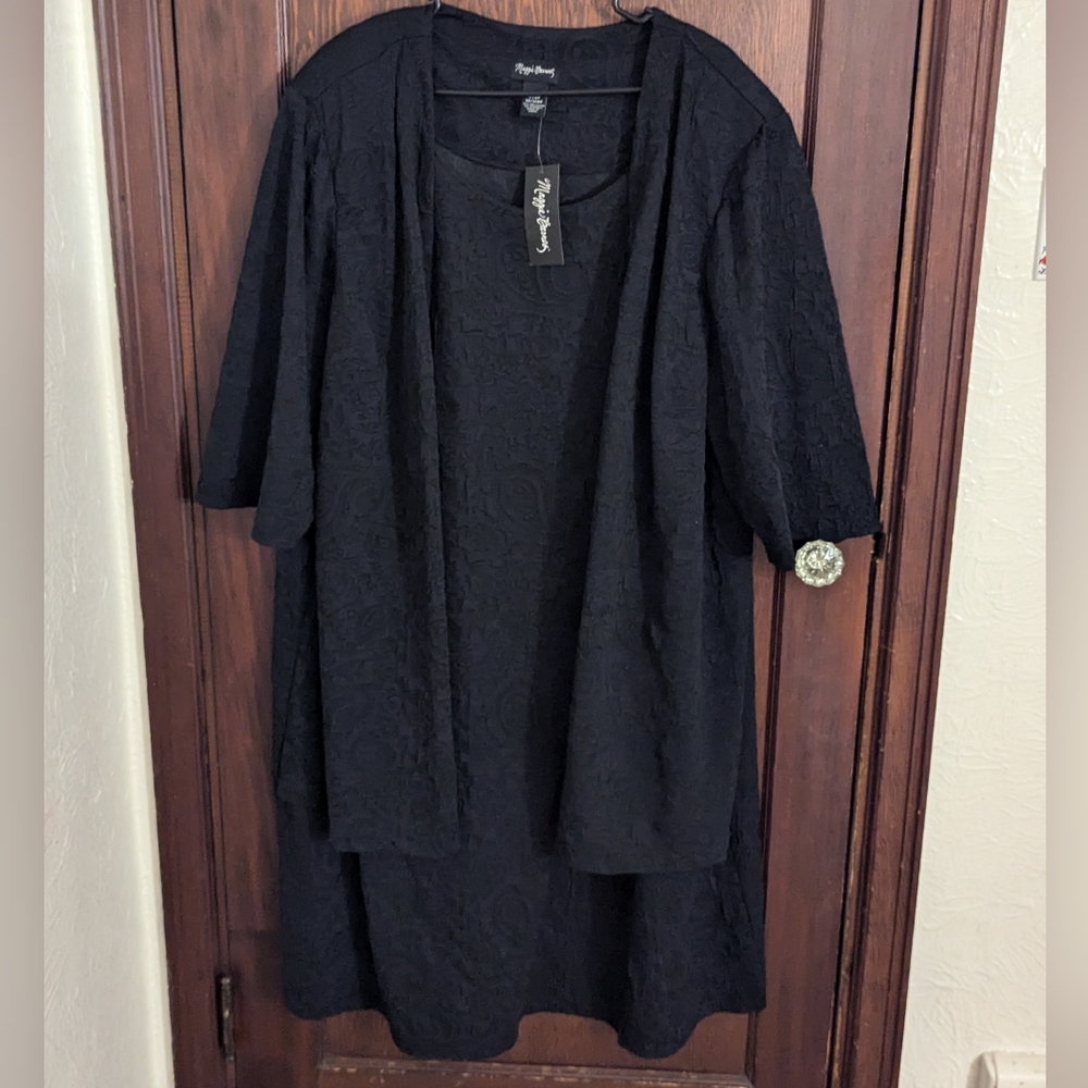 New with Tags Maggie Barnes Black Dress with Attached Cardigan Size 4X